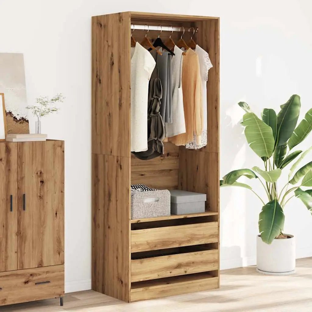 Garde - Robe Bois D'ingénierie Chêne Artisanal 80 X 50 X 200 - www.minichezmoi.com