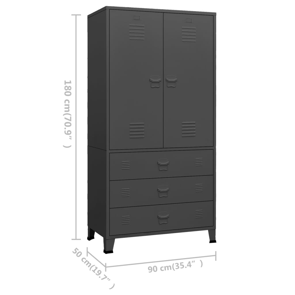 Garde - Robe Industrielle 90X50X180 Cm Métal - www.minichezmoi.com