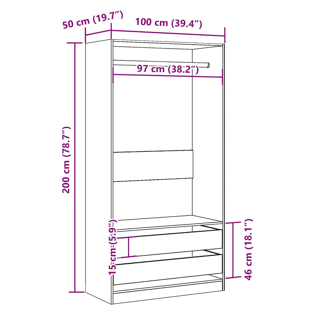 Garde - Robe Structure en bois robuste Chêne Artisanal - www.minichezmoi.com