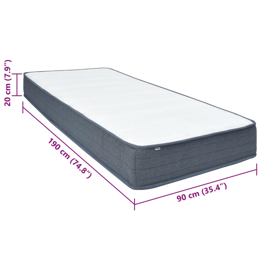 Matelas De Sommier À Lattes 190X90X20 Cm Mi - Doux Tissu - www.minichezmoi.com