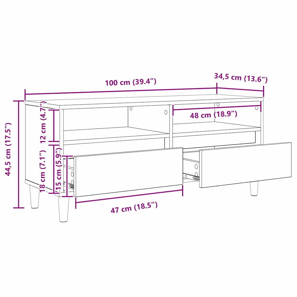 Meuble Tv Avec Tiroir 100 X 34,5 X 44,5 Cm - www.minichezmoi.com