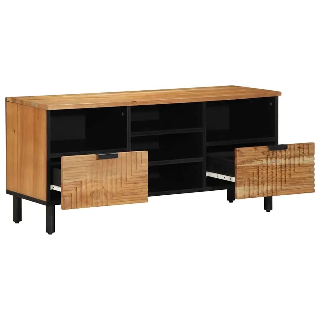 Meuble TV avec tiroir Bois d'Acacia Massif 100 x 33,5 x 46 cm - www.minichezmoi.com