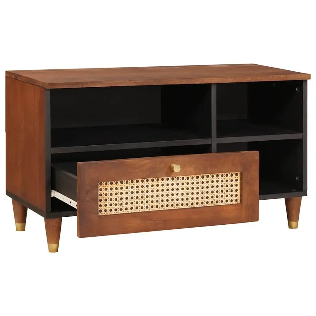 Meuble Tv Marron 80 X 33,5 X 46 Cm Bois De Mangue Massif - www.minichezmoi.com
