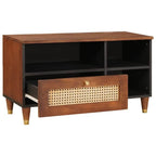 Meuble Tv Marron 80 X 33,5 X 46 Cm Bois De Mangue Massif - www.minichezmoi.com