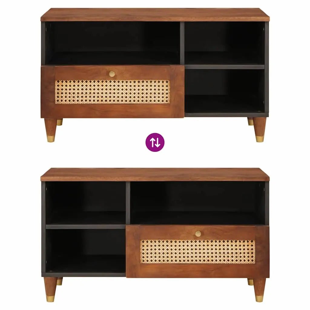 Meuble Tv Marron 80 X 33,5 X 46 Cm Bois De Mangue Massif - www.minichezmoi.com