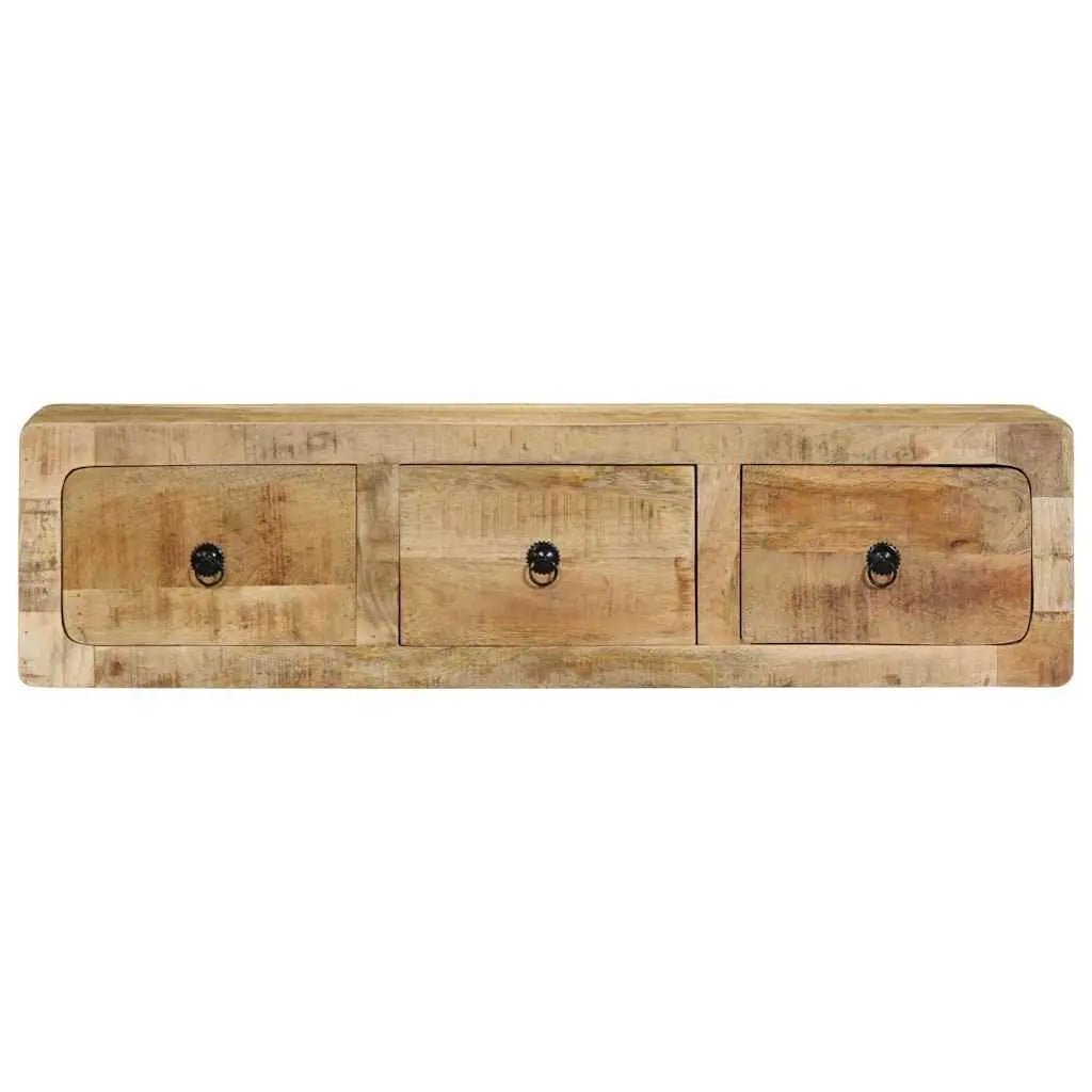 Meuble Tv Mural 100X32X25 Cm Bois Massif Manguier Brut - www.minichezmoi.com