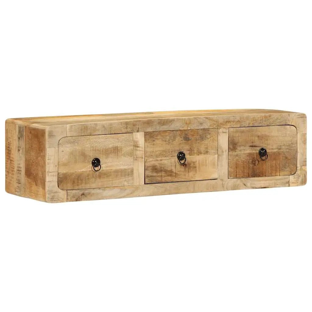 Meuble Tv Mural 100X32X25 Cm Bois Massif Manguier Brut - www.minichezmoi.com
