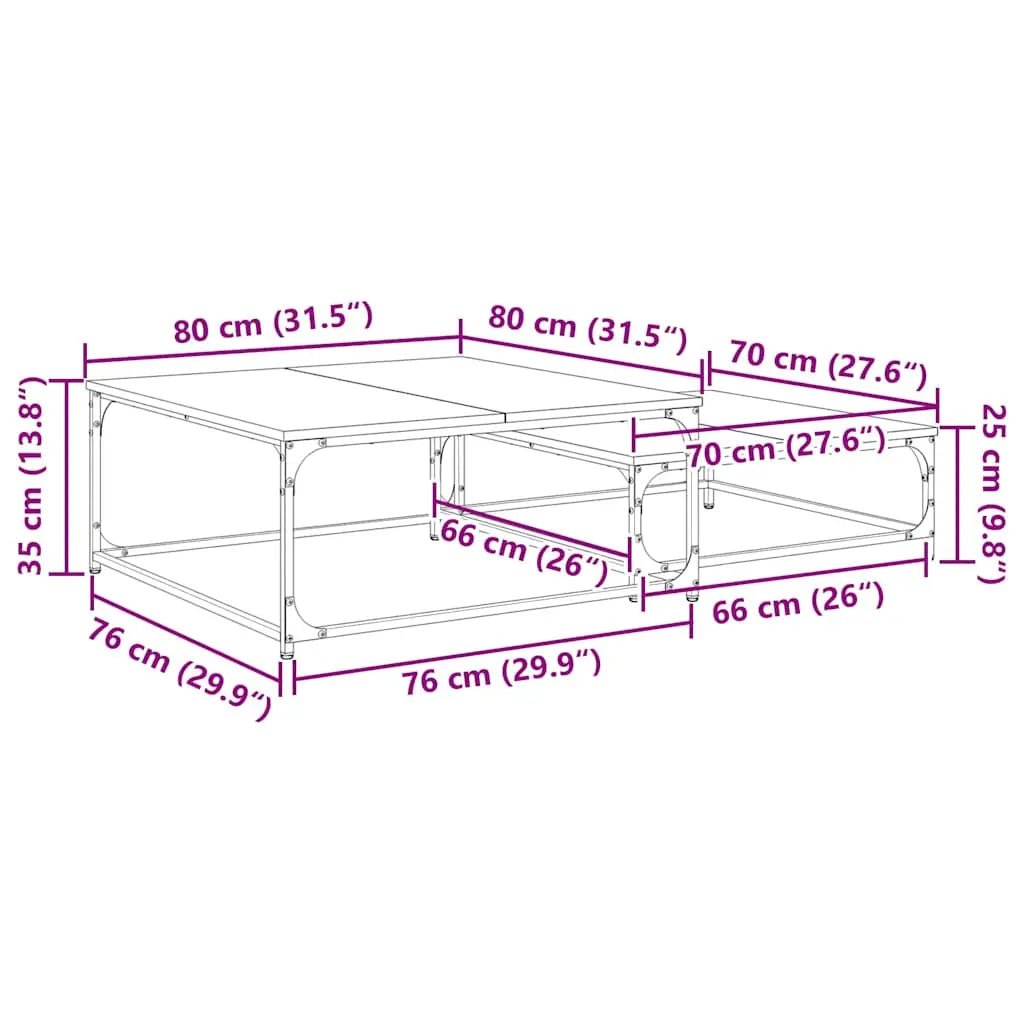 Table Basse 2 Pcs Bois Robuste - www.minichezmoi.com