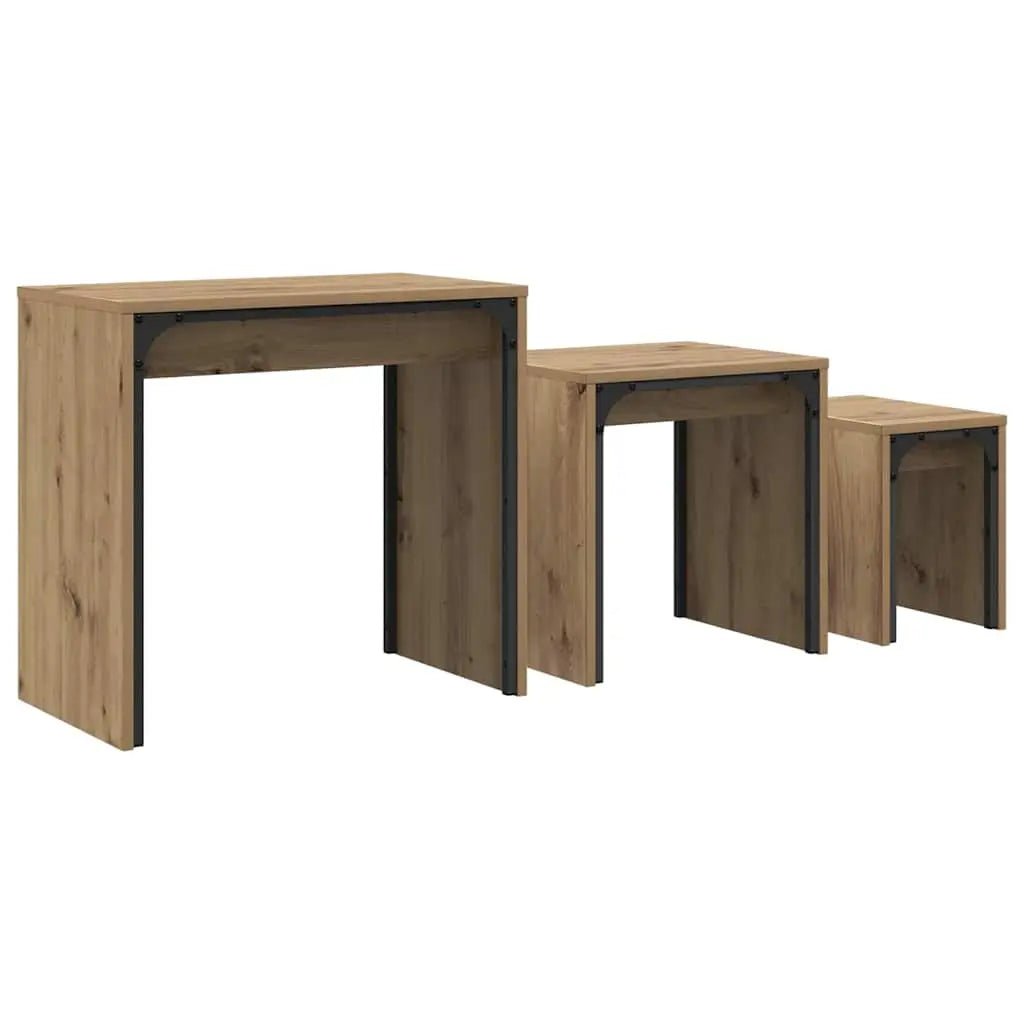 Table Basse 3 Pcs Bois Robuste - www.minichezmoi.com