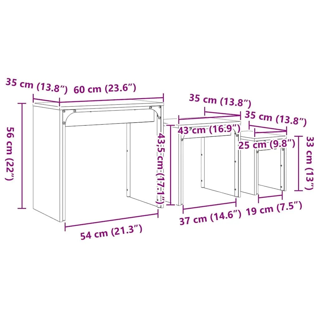 Table Basse 3 Pcs Bois Robuste - www.minichezmoi.com