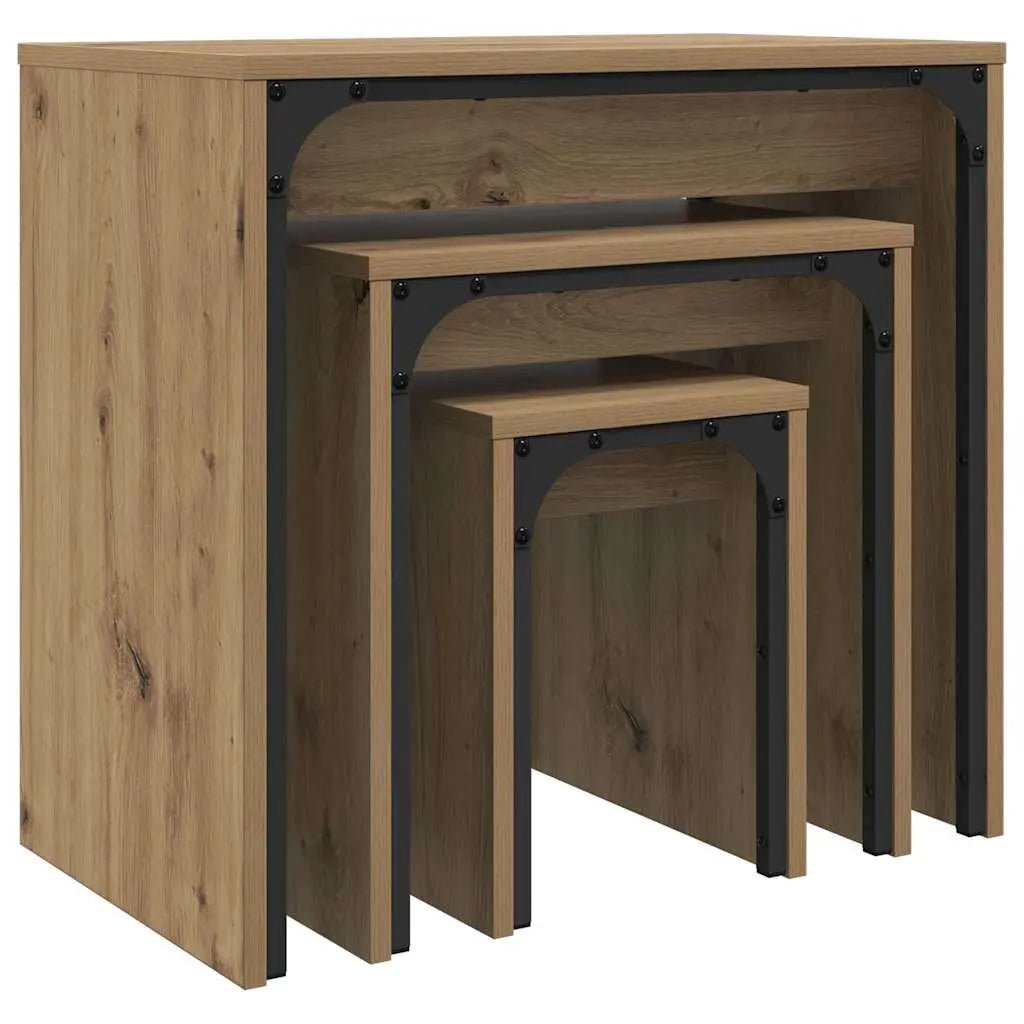 Table Basse 3 Pcs Bois Robuste - www.minichezmoi.com