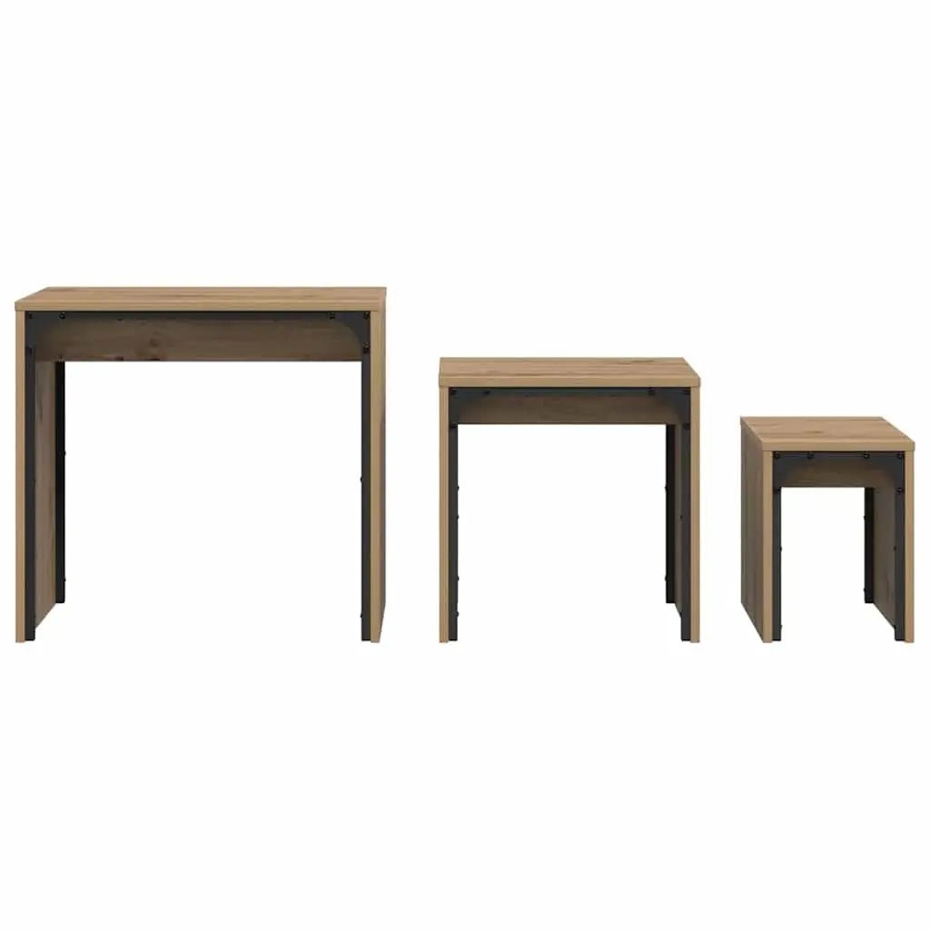 Table Basse 3 Pcs Bois Robuste - www.minichezmoi.com