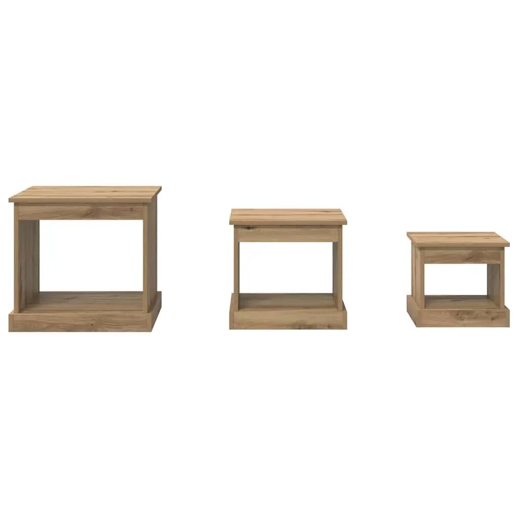 Table Basse 3 Pcs Bois Robuste - www.minichezmoi.com