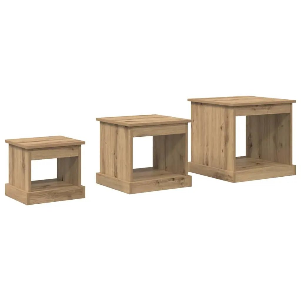 Table Basse 3 Pcs Bois Robuste - www.minichezmoi.com