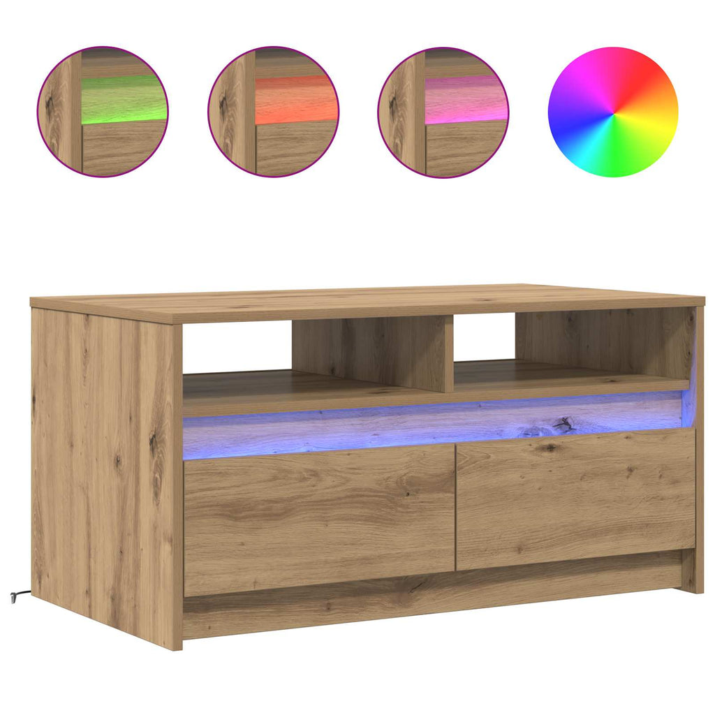 Table Basse Chêne Artisan 90 X 50 X 45 Cm Bois Robuste - www.minichezmoi.com