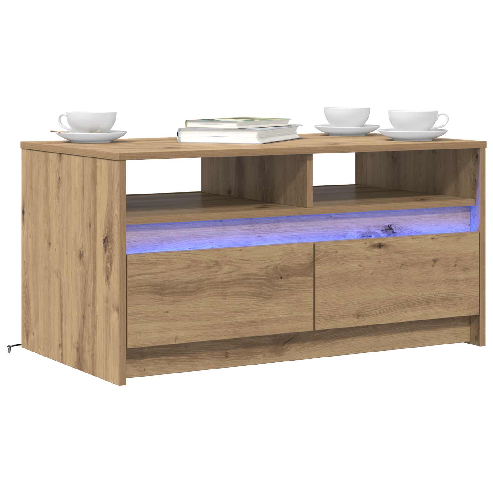 Table Basse Chêne Artisan 90 X 50 X 45 Cm Bois Robuste - www.minichezmoi.com