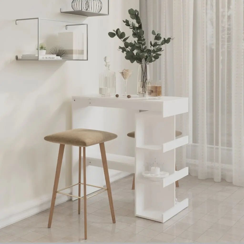 Table De Bar Avec Étagère De Rangement Bois D'ingénierie - www.minichezmoi.com
