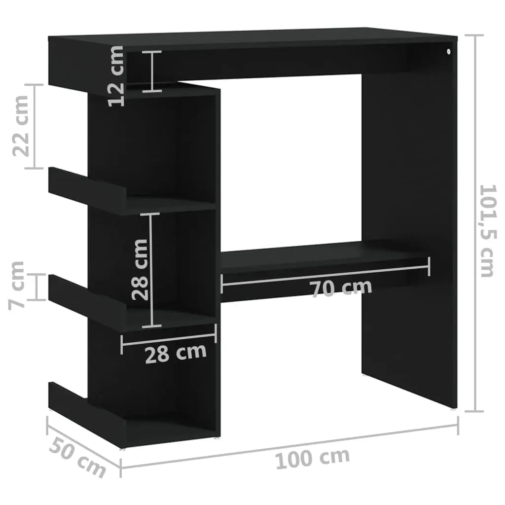 Table De Bar Avec Étagère De Rangement Bois D'ingénierie - www.minichezmoi.com