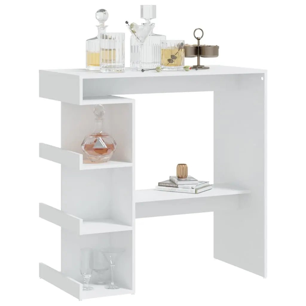 Table De Bar Avec Étagère De Rangement Bois D'ingénierie - www.minichezmoi.com