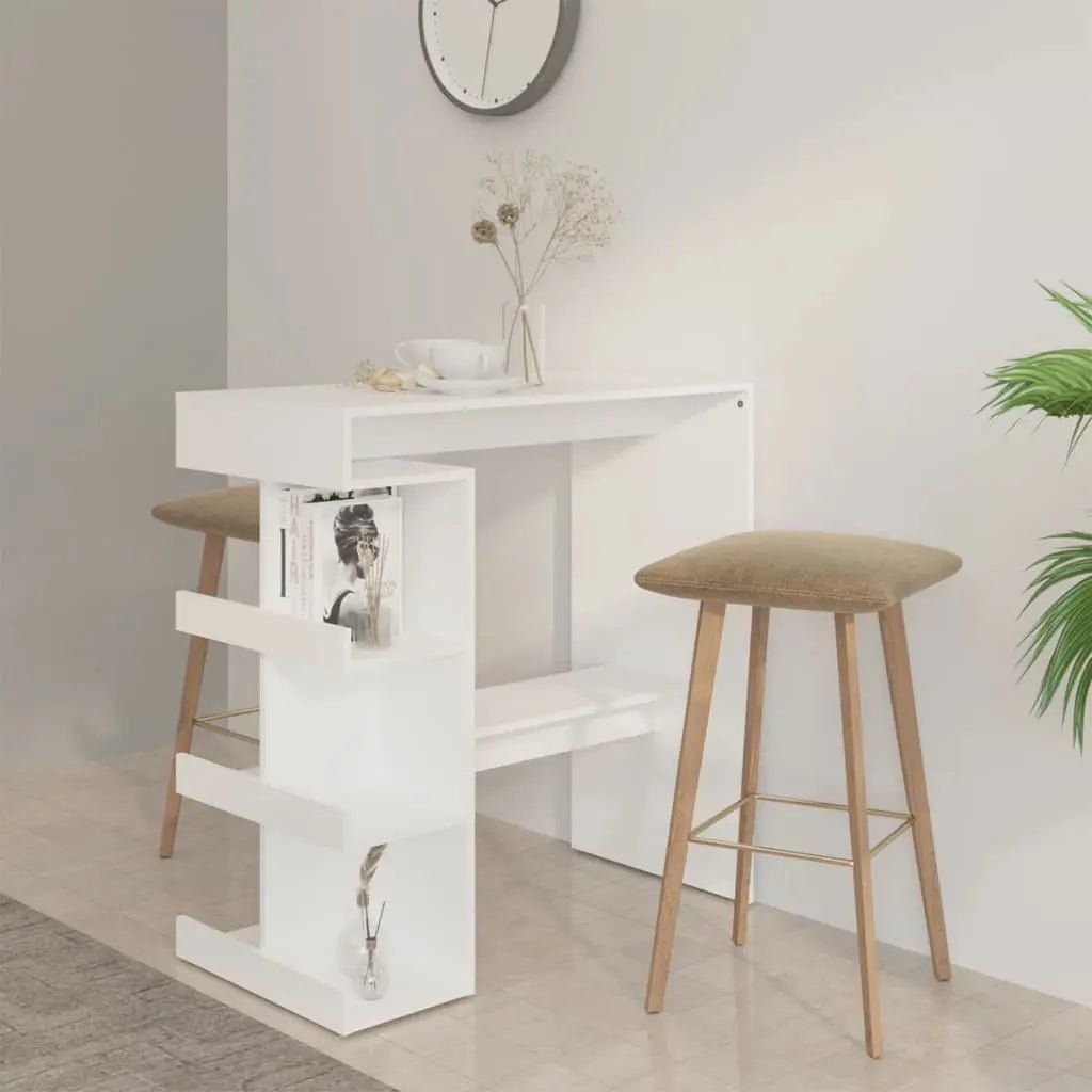 Table De Bar Avec Étagère De Rangement Bois D'ingénierie - www.minichezmoi.com