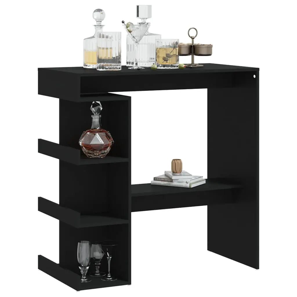 Table De Bar Avec Étagère De Rangement Bois D'ingénierie - www.minichezmoi.com