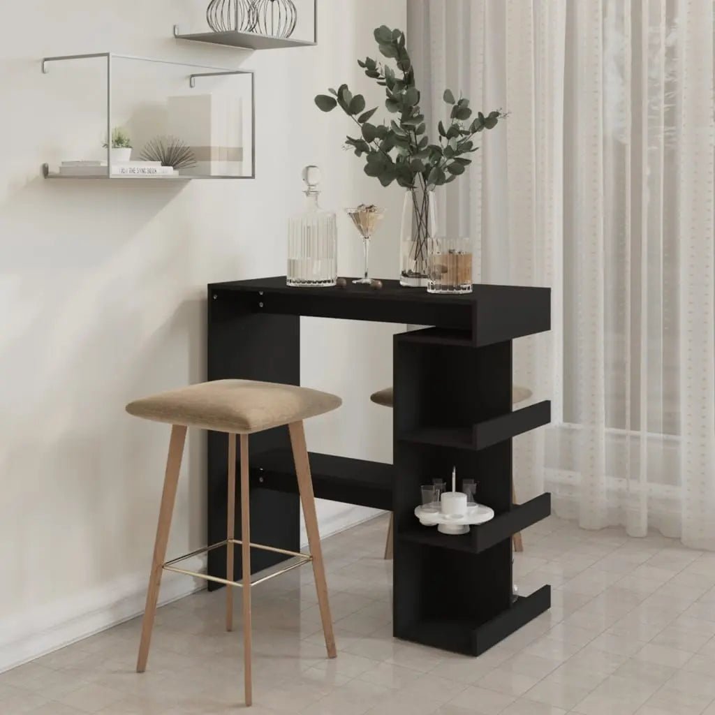 Table De Bar Avec Étagère De Rangement Bois D'ingénierie - www.minichezmoi.com