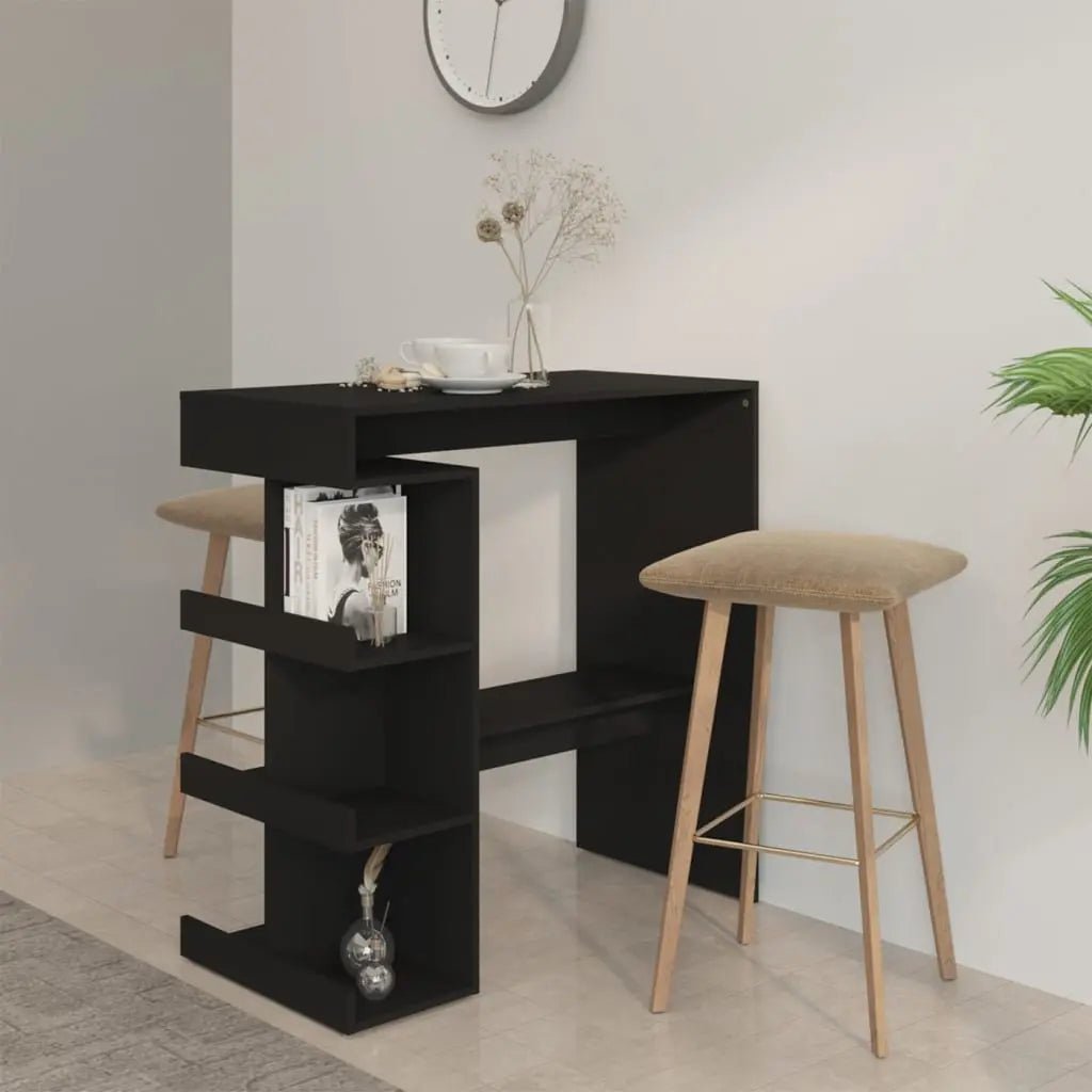 Table De Bar Avec Étagère De Rangement Bois D'ingénierie - www.minichezmoi.com