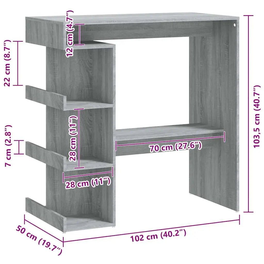 Table De Bar Et Étagère De Rangement 100X50X101,5Cm - www.minichezmoi.com