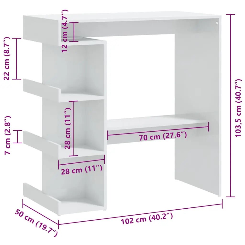 Table De Bar Étagère De Rangement 100X50X101,5Cm - www.minichezmoi.com