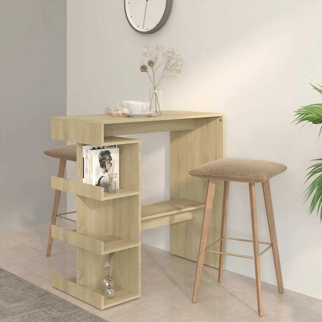 Table De Bar Étagère De Rangement Bois Ingénierie - www.minichezmoi.com