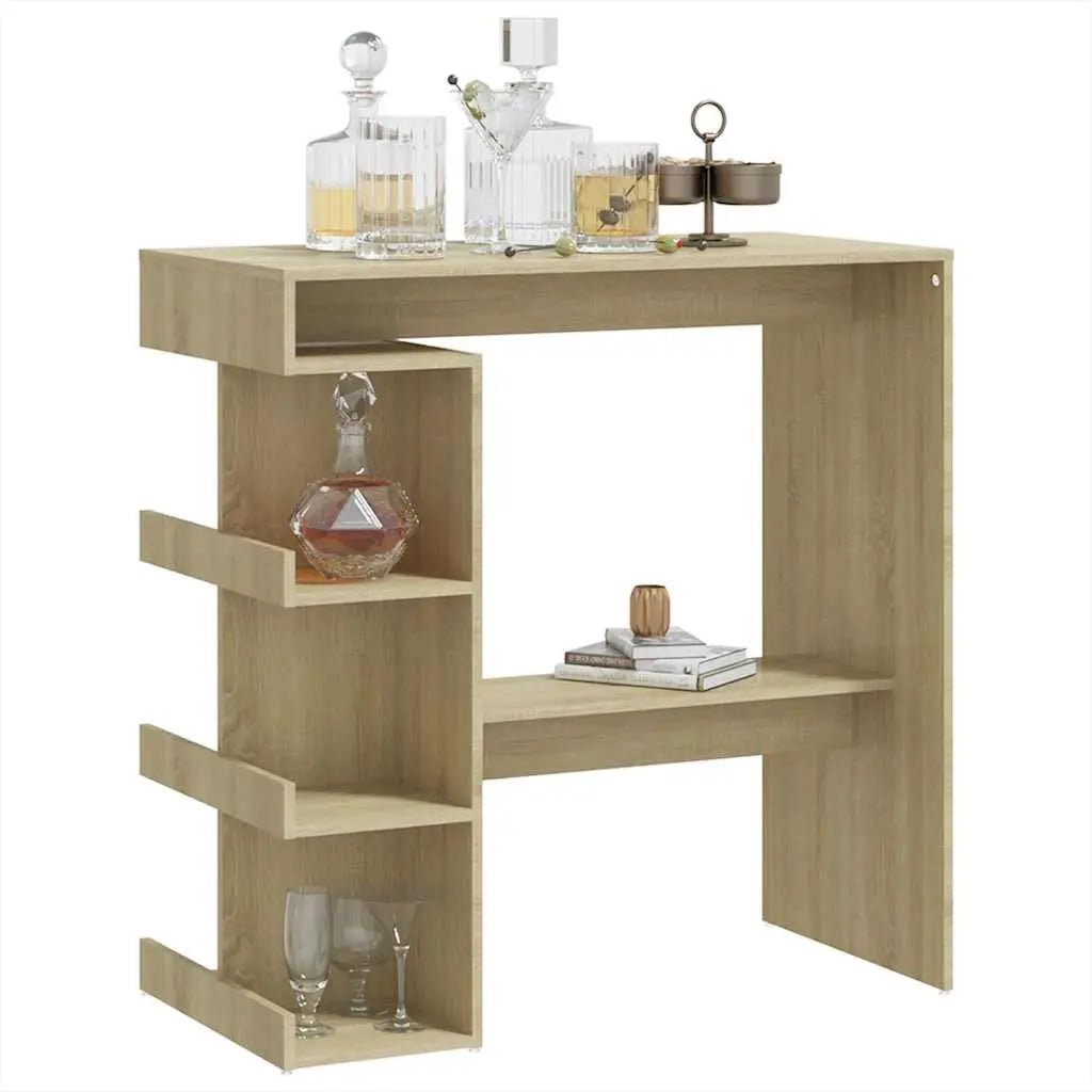 Table De Bar Étagère De Rangement Bois Ingénierie - www.minichezmoi.com