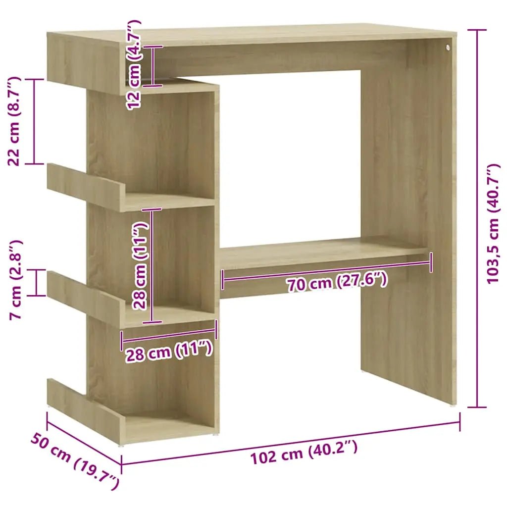 Table De Bar Étagère De Rangement Bois Ingénierie - www.minichezmoi.com