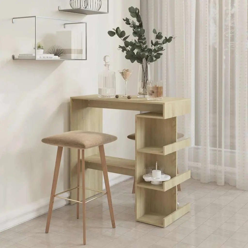 Table De Bar Étagère De Rangement Bois Ingénierie - www.minichezmoi.com