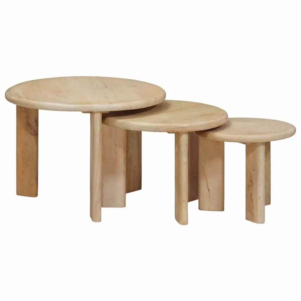 Tables Basses Gigognes 2 Pcs Blanc Bois De Mangue Massif - www.minichezmoi.com