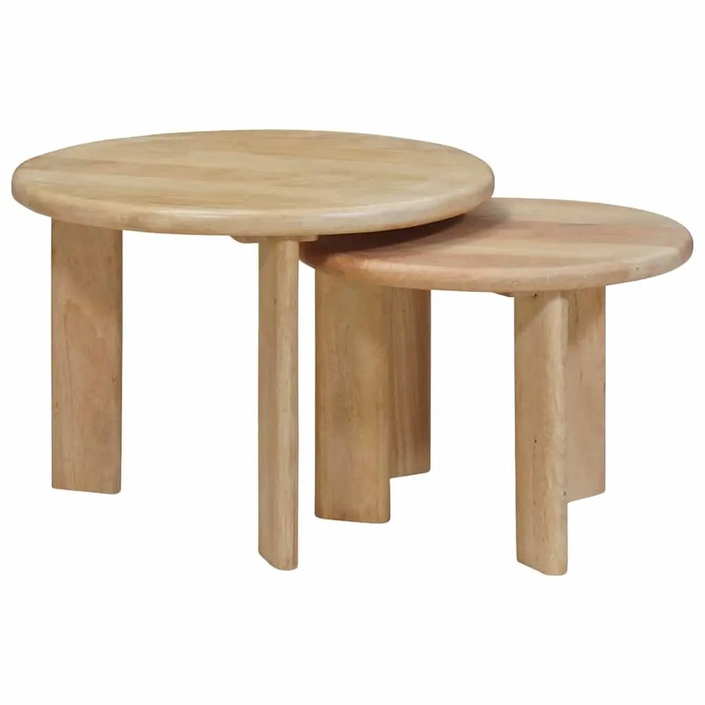 Tables Basses Gigognes 2 Pcs Blanc Bois De Mangue Massif - www.minichezmoi.com