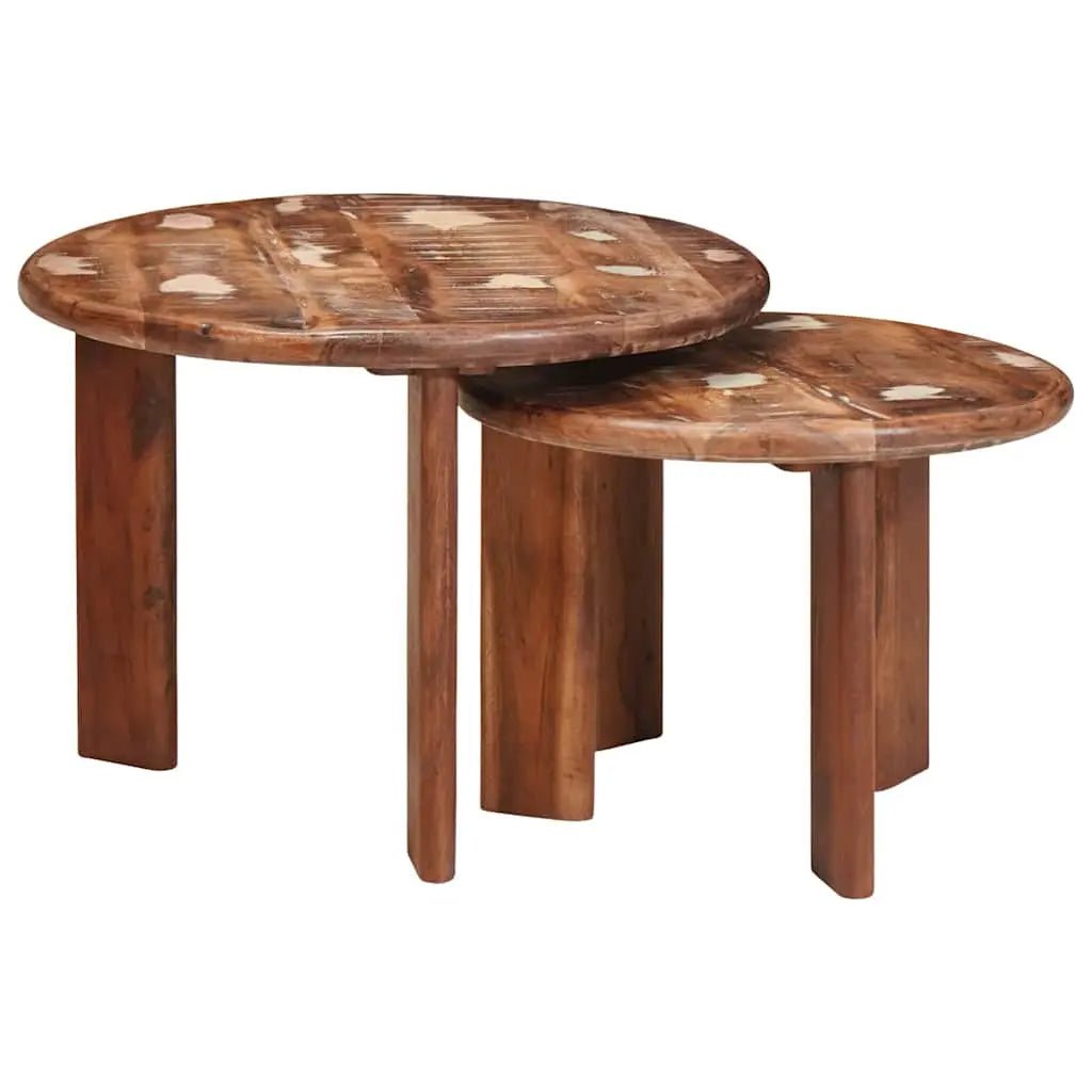 Tables Basses Gigognes 2 Pcs Blanc Bois De Mangue Massif - www.minichezmoi.com