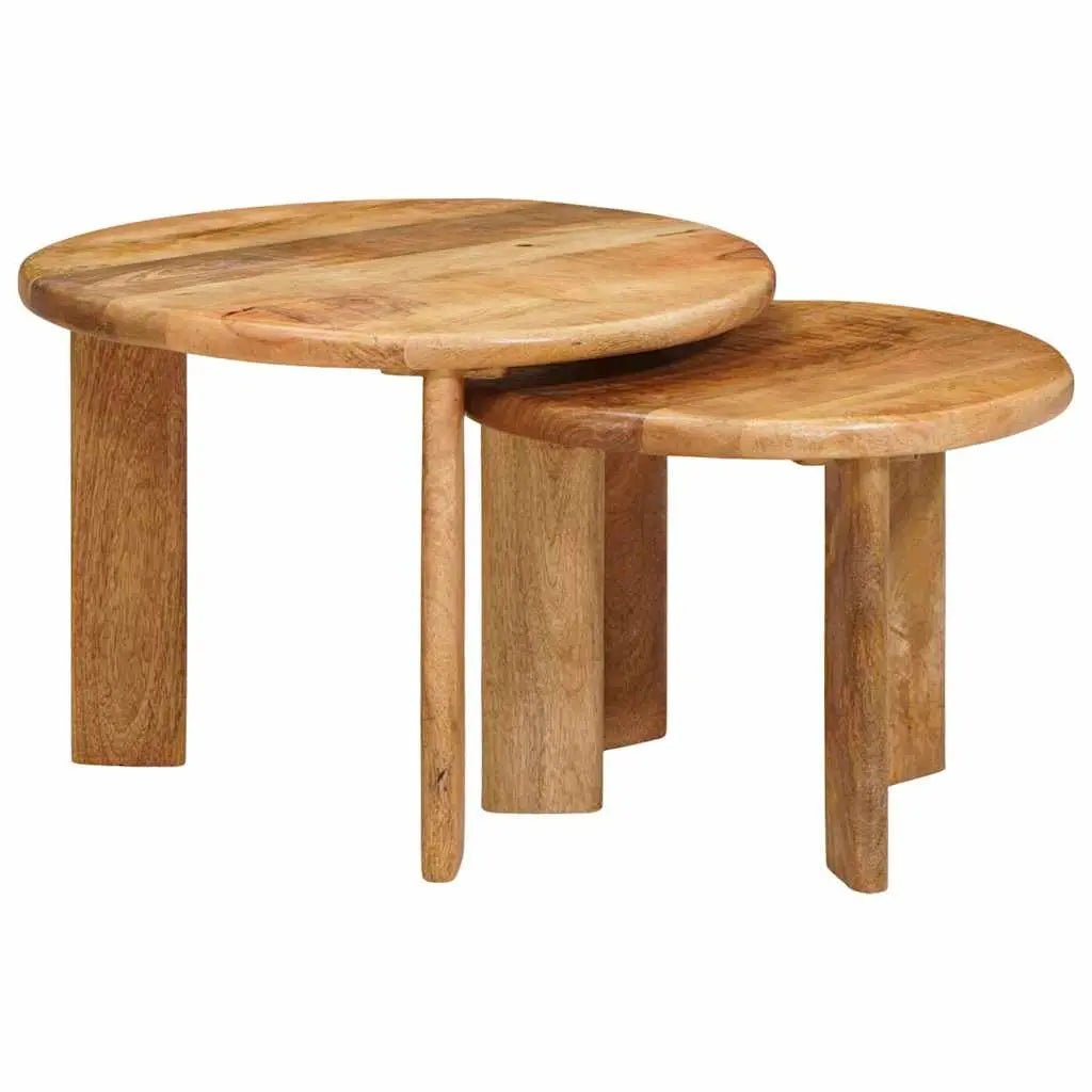 Tables Basses Gigognes 2 Pcs Blanc Bois De Mangue Massif - www.minichezmoi.com