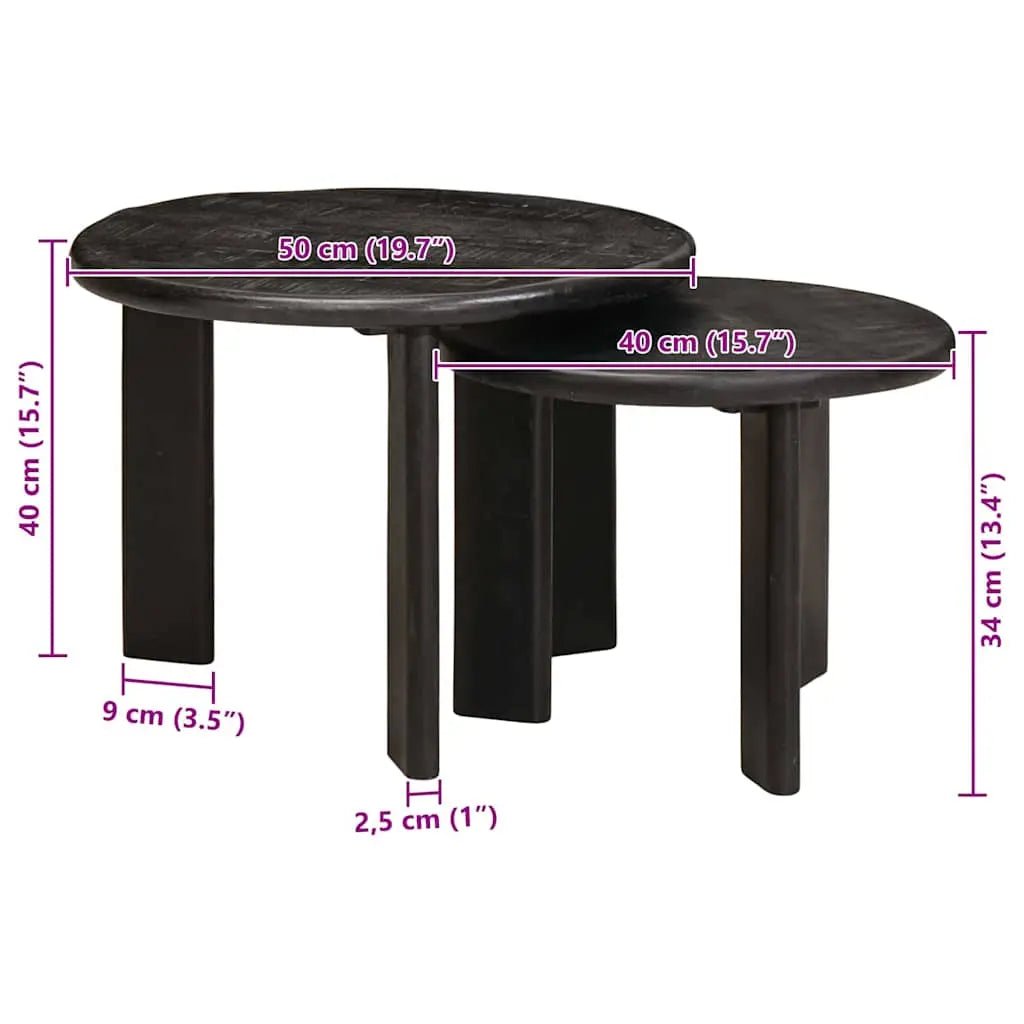 Tables Basses Gigognes 2 Pcs Blanc Bois De Mangue Massif - www.minichezmoi.com