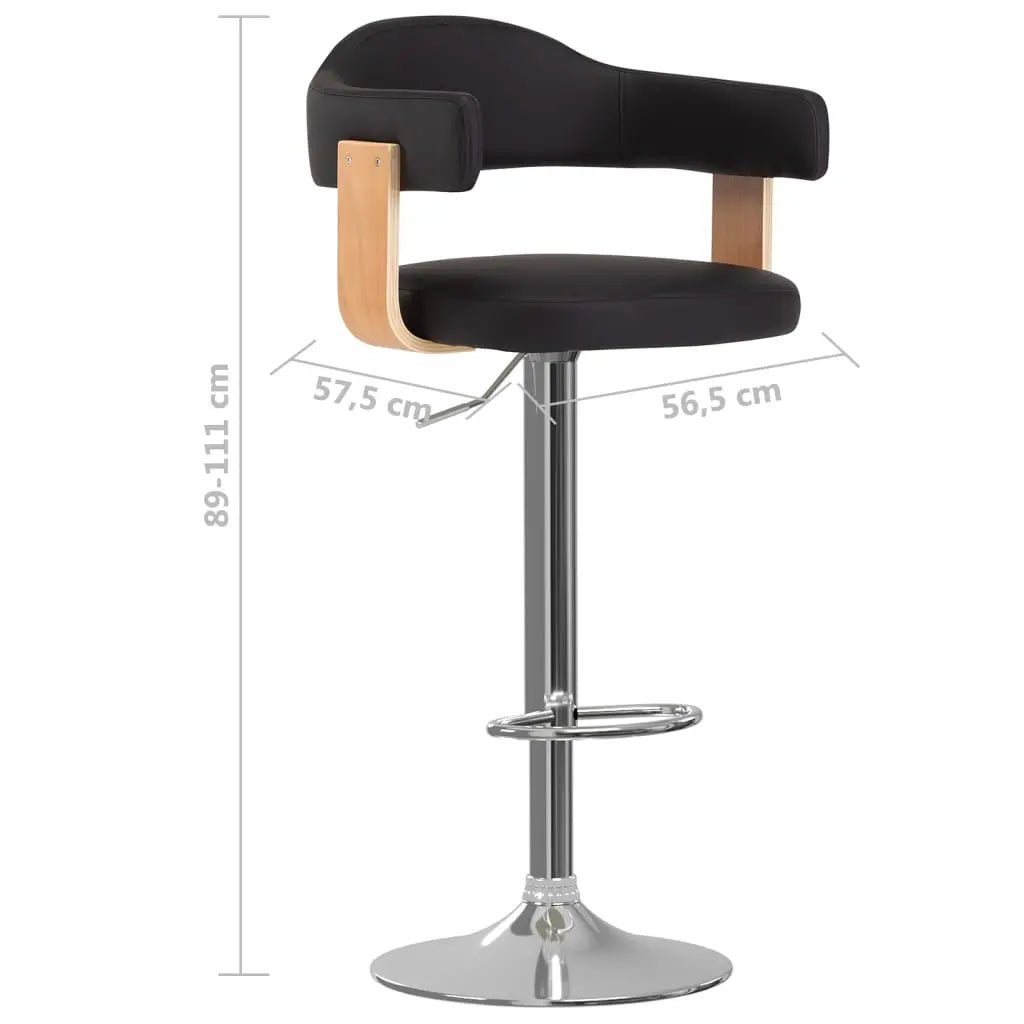 Tabourets De Bar Lot De 2 Bois Courbé Et Similicuir - www.minichezmoi.com