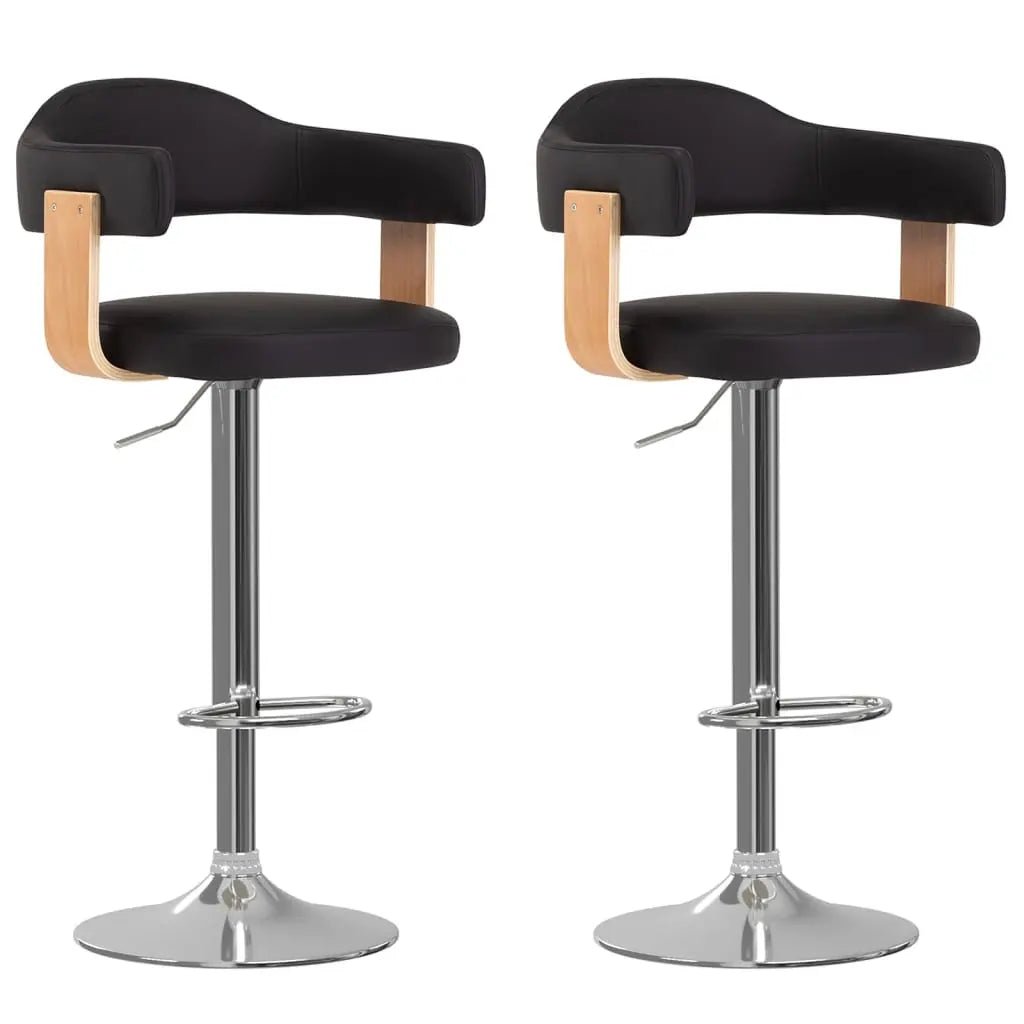 Tabourets De Bar Lot De 2 Bois Courbé Et Similicuir - www.minichezmoi.com