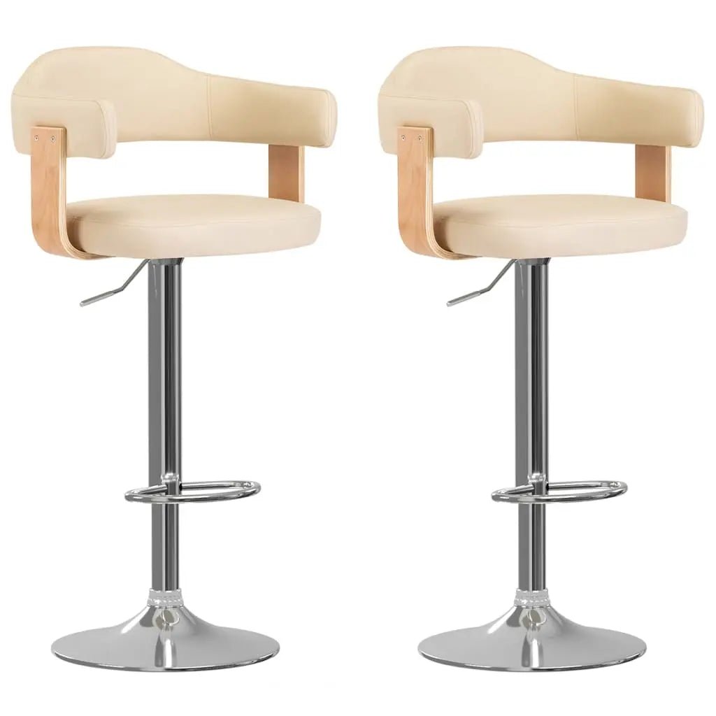 Tabourets De Bar Lot De 2 Bois Courbé Et Similicuir - www.minichezmoi.com
