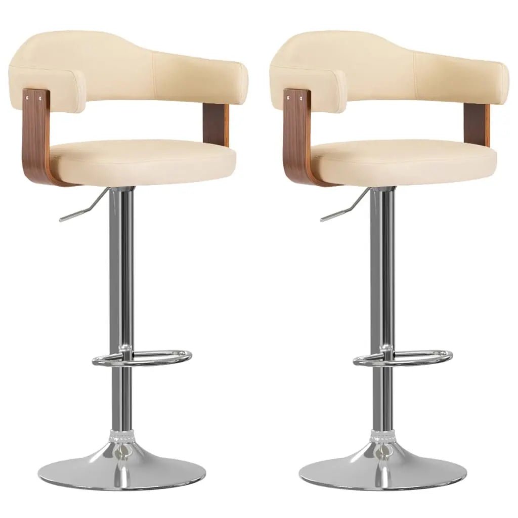 Tabourets De Bar Lot De 2 Bois Courbé Et Similicuir - www.minichezmoi.com