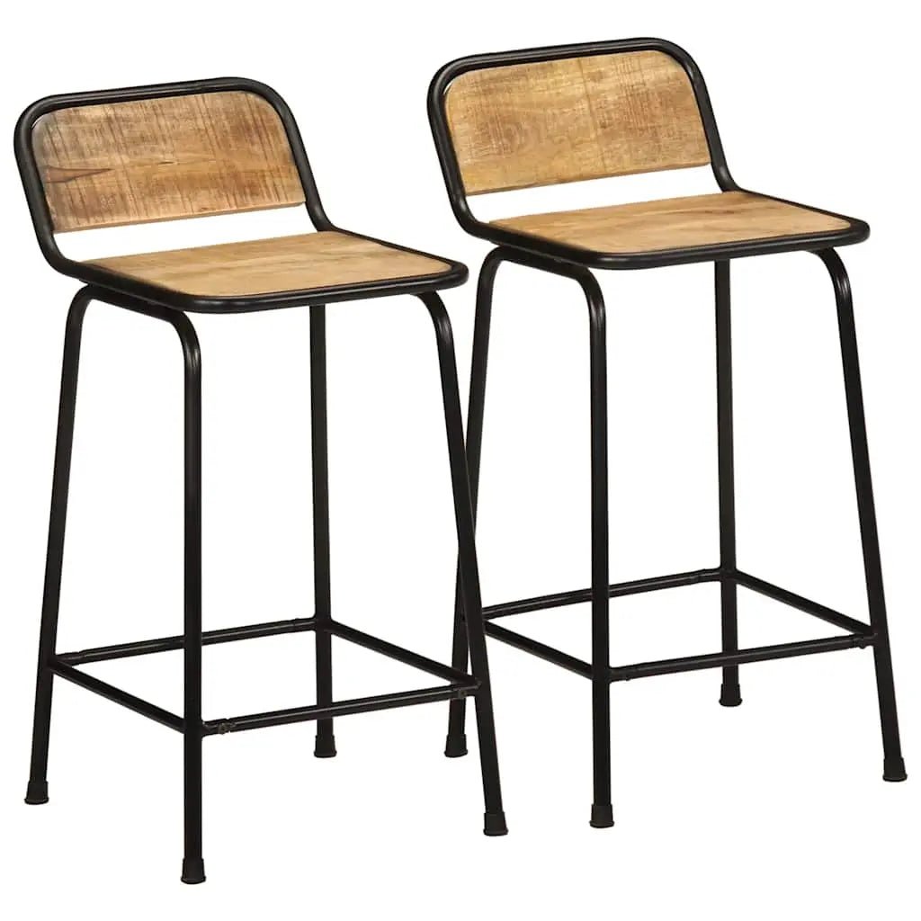 Tabourets De Bar Lot De 2 Pcs Bois Massif Manguier Brut - www.minichezmoi.com
