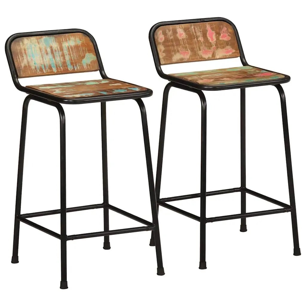 Tabourets De Bar Lot De 2 Pcs Bois Massif Manguier Brut - www.minichezmoi.com