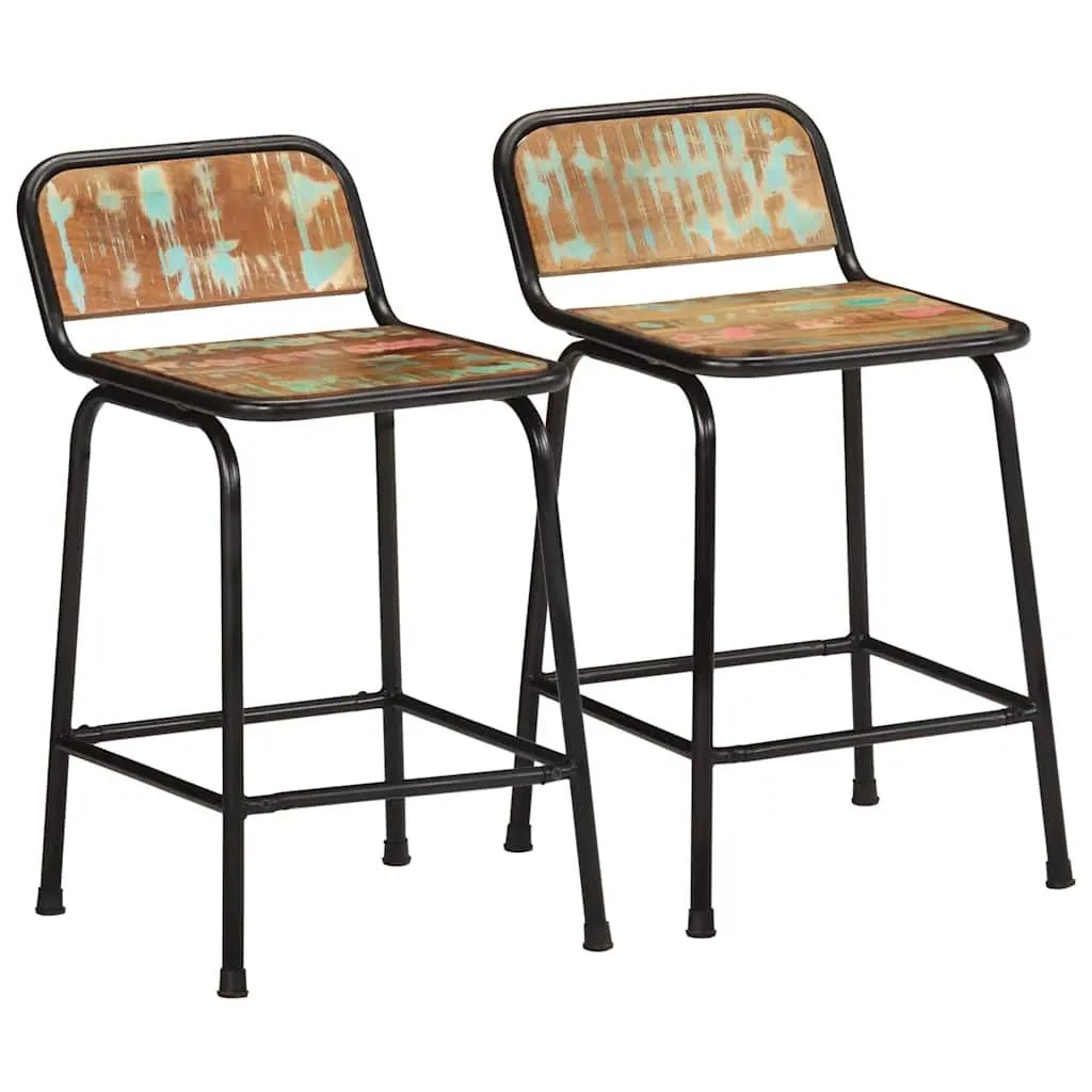 Tabourets De Bar Lot De 2 Pcs Bois Massif Manguier Brut - www.minichezmoi.com
