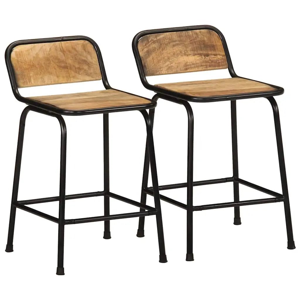 Tabourets De Bar Lot De 2 Pcs Bois Massif Manguier Brut - www.minichezmoi.com